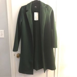 Zara Lapel Coat Jacket Green Small NWT